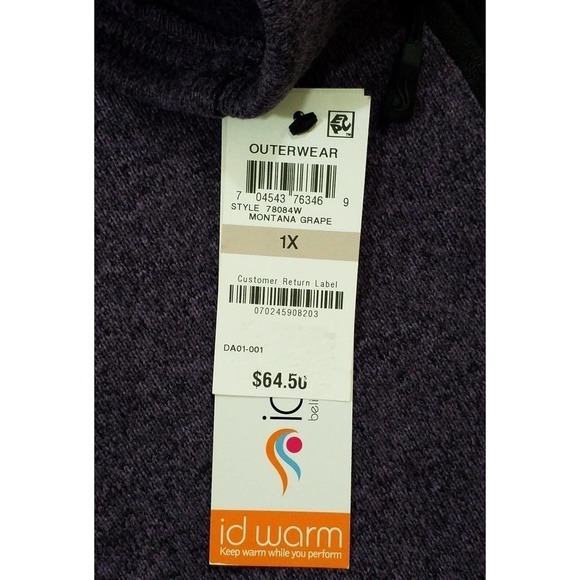 Ideology ~Woman Plus Size 1X~Purple/Black Montana Full Zip Hooded Jacket NWT $64 - Picture 2 of 12